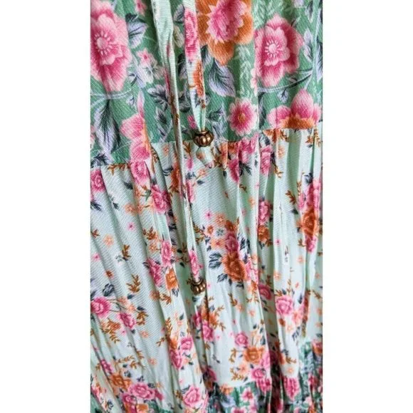 Arnhem Harmony Gypsy Mini Dress Sz6 Boho Floral Mint - Picture 8 of 10